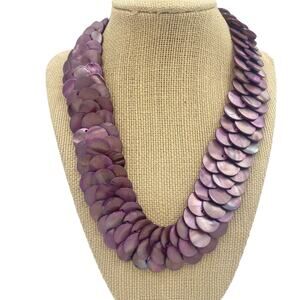 Stunning Purple Shell layered Necklace, Purple Shell Necklace